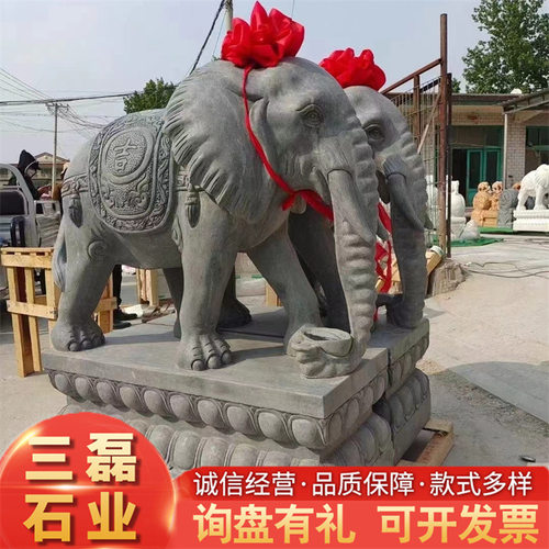 厂家直发石雕动物花岗岩大理石石雕门前石狮子一对汉白玉抱鼓象