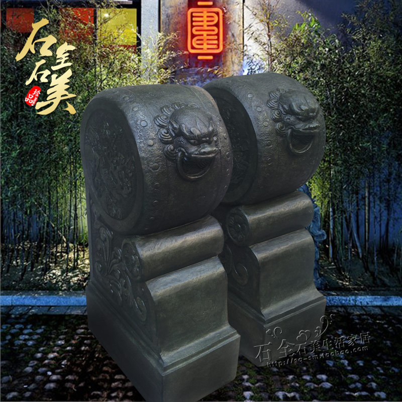 惠安石雕门墩抱鼓石庭院石鼓仿古青石摆件复古手工雕刻雕花图片