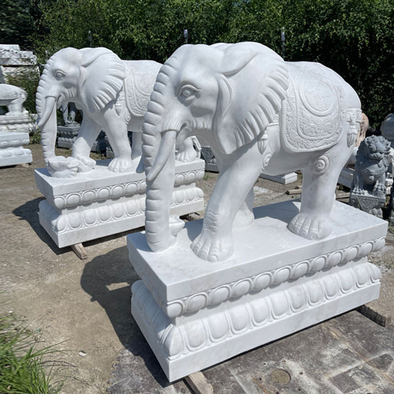 石雕大象汉白玉大象花岗岩吉祥如意石象一对公司酒店商场门口摆件图片