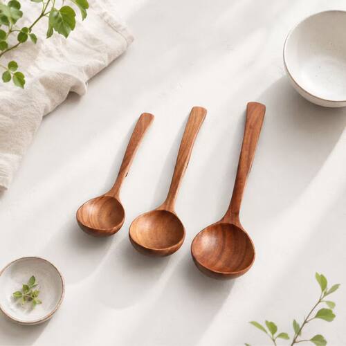 小叶相思木带勾汤勺可悬挂木质带钩汤勺厨具