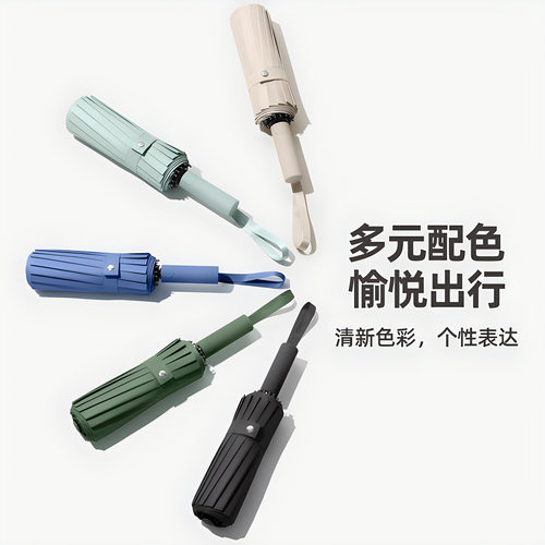 16骨双龙骨自动抗风黑胶遮阳伞