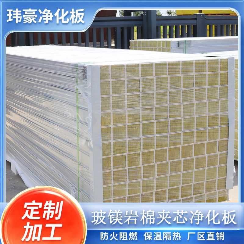 玻镁岩棉净化板 机制/手工玻镁夹芯板 净化板源头厂家防火1-4小时图片