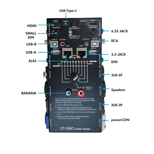 亚马逊跨境CT-20C多功能音频测线器16合一电子测线仪HDMI便携式