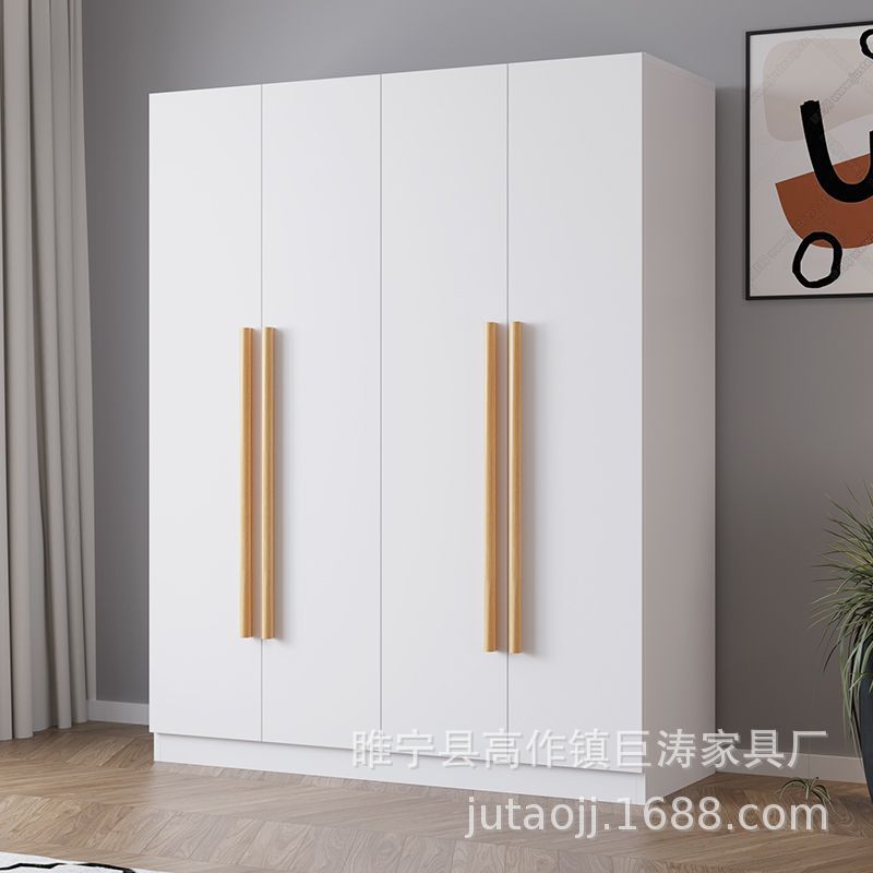 对开门衣柜家用卧室实木质大收纳柜出租房简易组装靠墙柜子储物柜图片