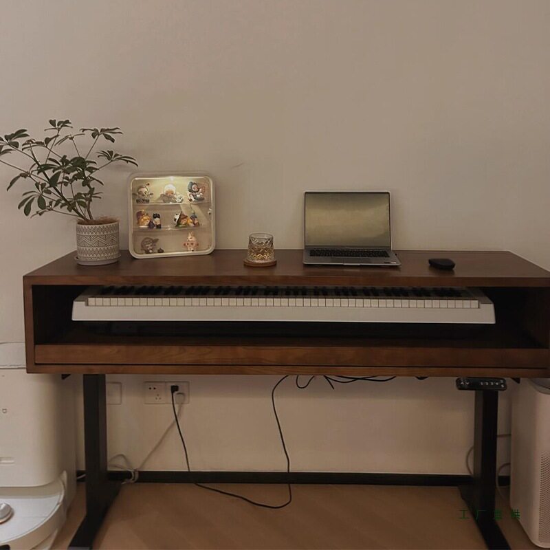 实木升降电钢琴桌编曲工作台音乐制作录音棚midi键盘桌书桌电脑桌图片
