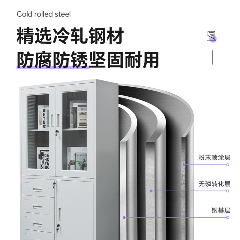 钢制文件柜铁皮柜办公财务密码带锁凭证柜铁艺矮柜资料档案柜厂家图片