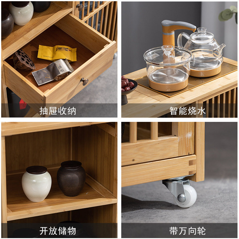 批发茶水柜移动茶边柜下置水桶自动上水茶吧柜茶台茶桌侧边收纳柜