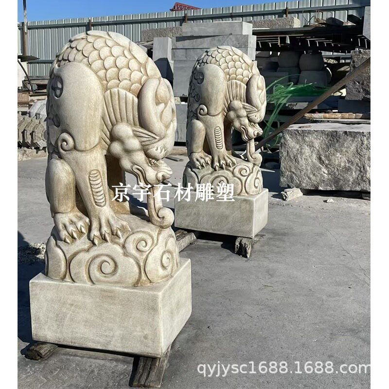 石雕吸水兽汉白玉仿古吸财兽青石蚣腹镇水兽吸金兽避水兽庭院摆件图片