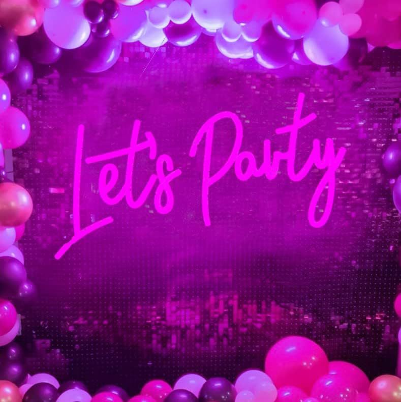 跨境亚克力霓虹灯 Let's Party派对装饰灯发光字母灯牌LED造型灯