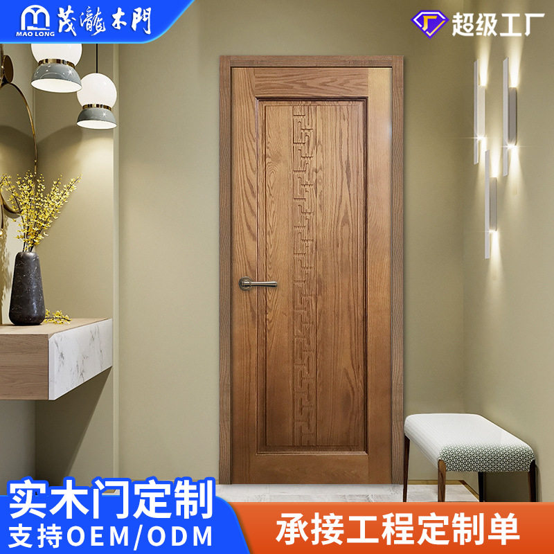 红橡复合木门室内卧室门实木房间门酒店民宿工程平开门烤漆门批发图片