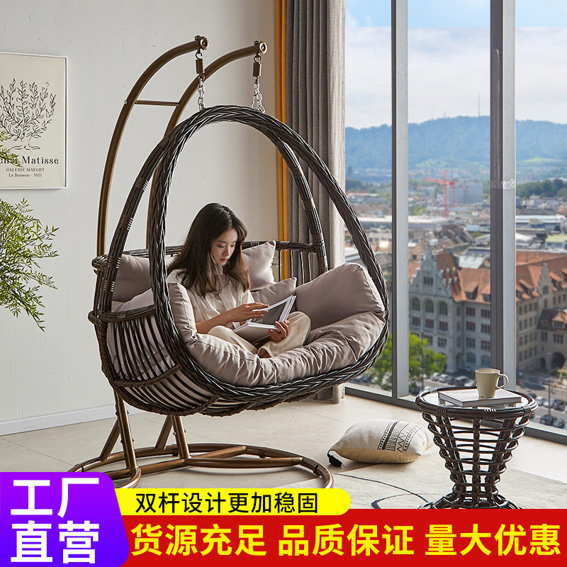 吊椅家用阳台秋千吊篮椅摇椅露天双人庭院室外摇篮椅金属骨架户外图片
