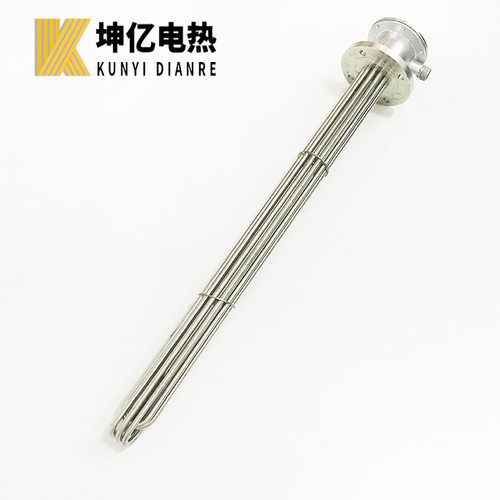 坤亿电热 法兰式电加热管工业电加热棒 不锈钢380V锅炉水箱加热管
