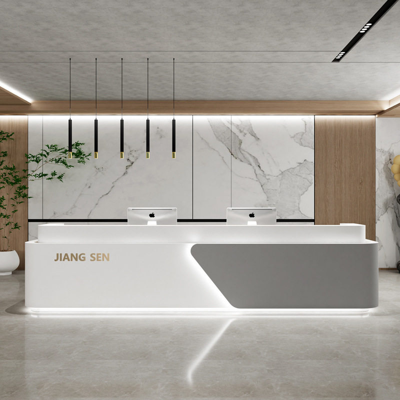 公司前台美容院吧台简约烤漆酒店接待台医院导诊台培训机构收银台图片