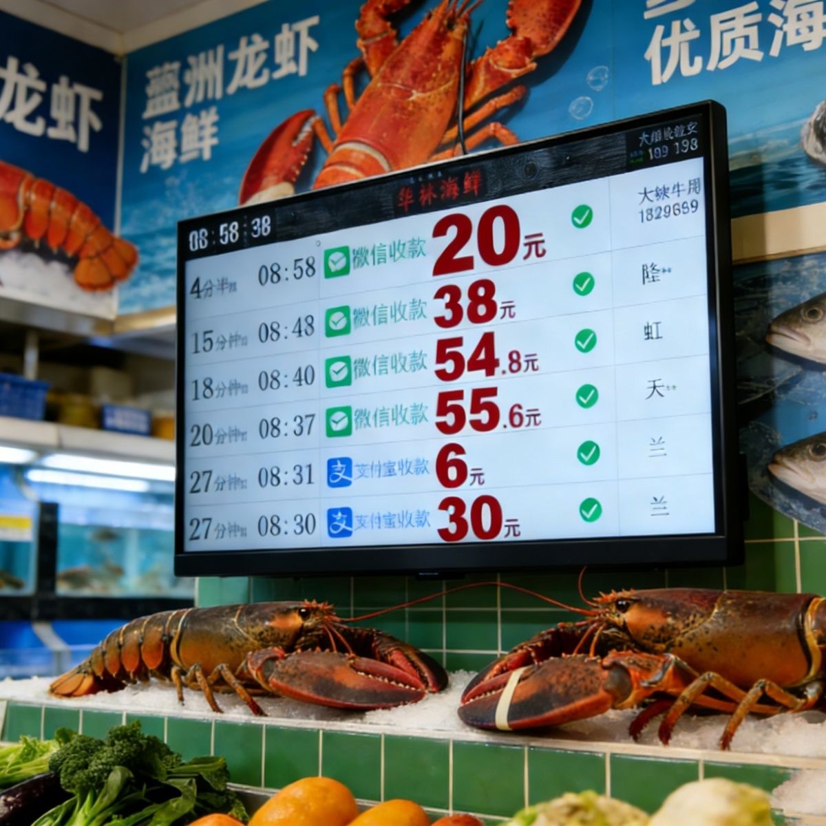 防逃单显示神器菜市场收款大屏微信支付宝到账提醒播报提示显示屏