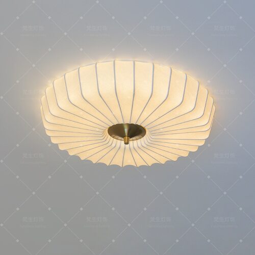 中世纪现代德国1960s中古风吸顶灯意式复古卧室书房餐厅布艺灯具