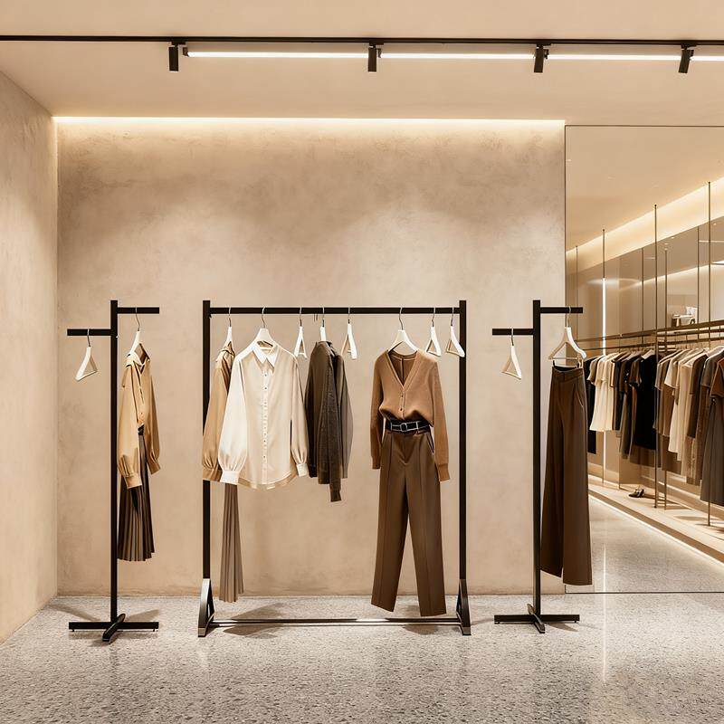 服装店展示架落地式衣挂金属单杠衣服架卧室中岛架单杠晾衣架