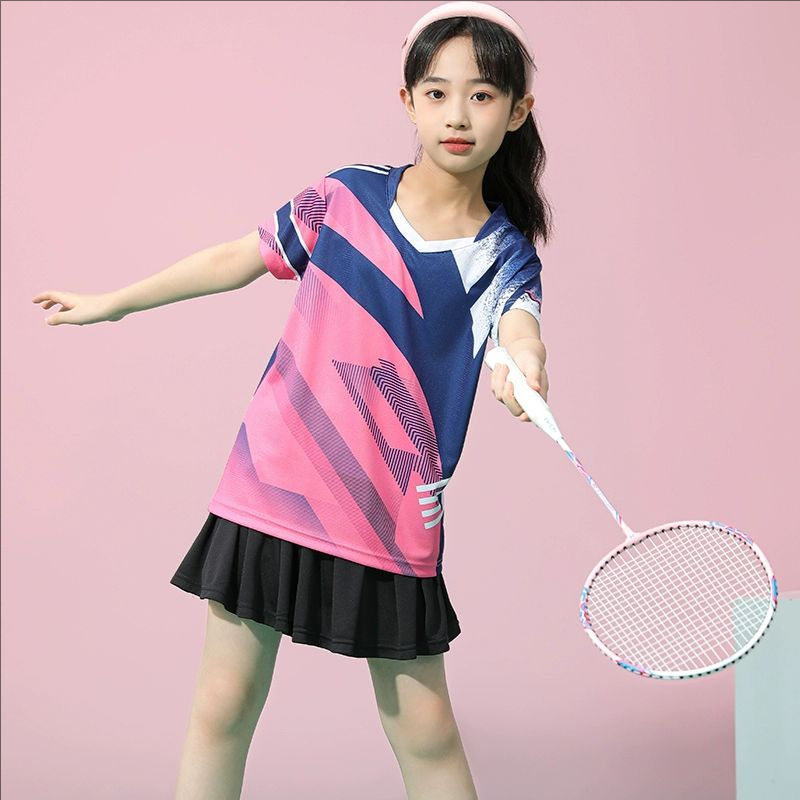 女童羽毛球服乒乓球服男童儿童排球跳绳衣服运动训练队服套装速干
