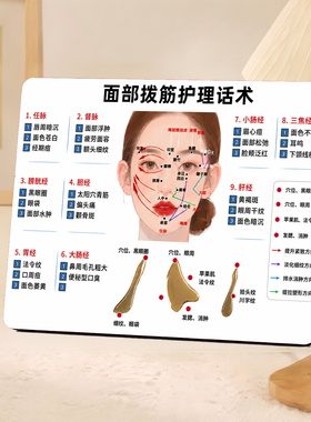 美容院面部拨筋护理话术展示立牌美容店创意桌面装饰摆件