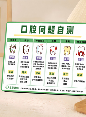 口腔问题自测提示牌牙科诊所诊室桌面摆件口腔健康知识宣传摆牌