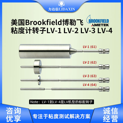 美国Brookfield博勒飞粘度计配件LV转子LV机型LV1~LV4转子套装SSL