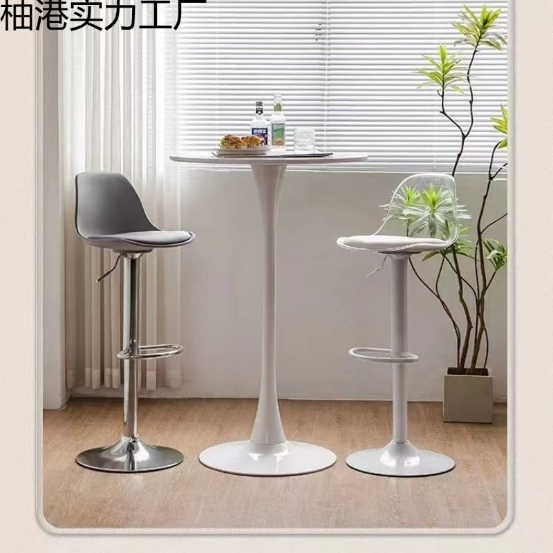北欧高吧台酒吧桌子圆形高脚桌酒会桌休闲家用岩板吧桌ins洽谈桌图片