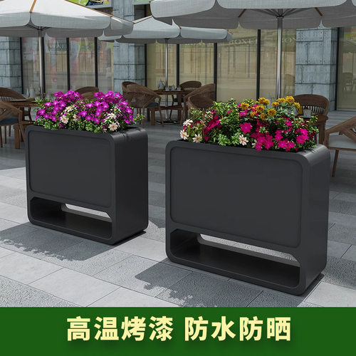 市政回型款户外铁艺花箱长方形创意花槽商业街可组合花盆架花台