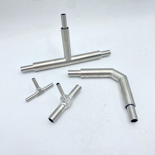 厂家直销 不锈钢BA-EP级双套三通/弯头 气路焊接变径三通/大小头