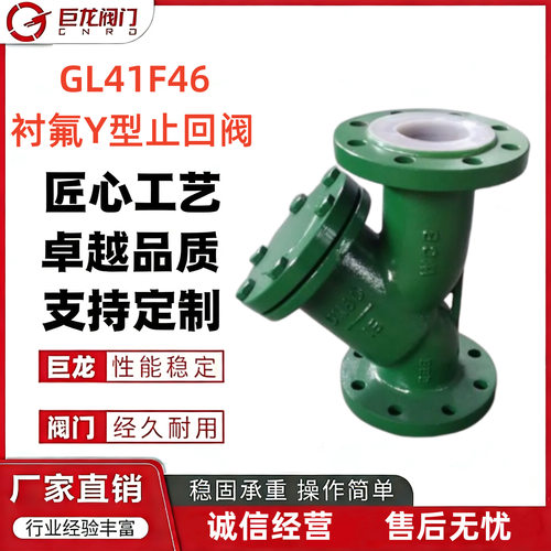 巨龙阀门GL41F46衬氟Y型过滤器法兰连接耐腐蚀化工管道用