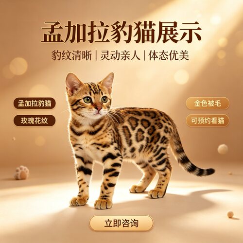 纯种孟加拉豹猫幼猫活体玫瑰纹