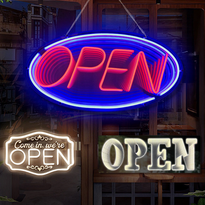 跨境电商led霓虹灯发光字广告牌创意灯酒吧open灯牌装饰灯外贸图片