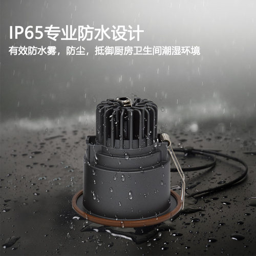IP65防水筒灯浴室深防眩嵌入式厨房卫生间沐浴房天花射灯防水防尘