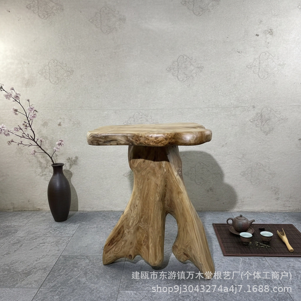 现货天然根雕树根凳实木圆凳原木树墩休闲茶几凳树根底座客厅摆件图片