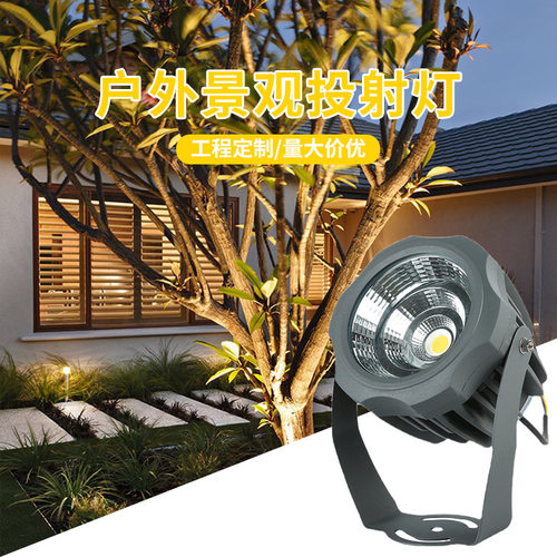 现货批发led投光灯户外防水圆形广告招牌射灯花园草坪庭院照树灯