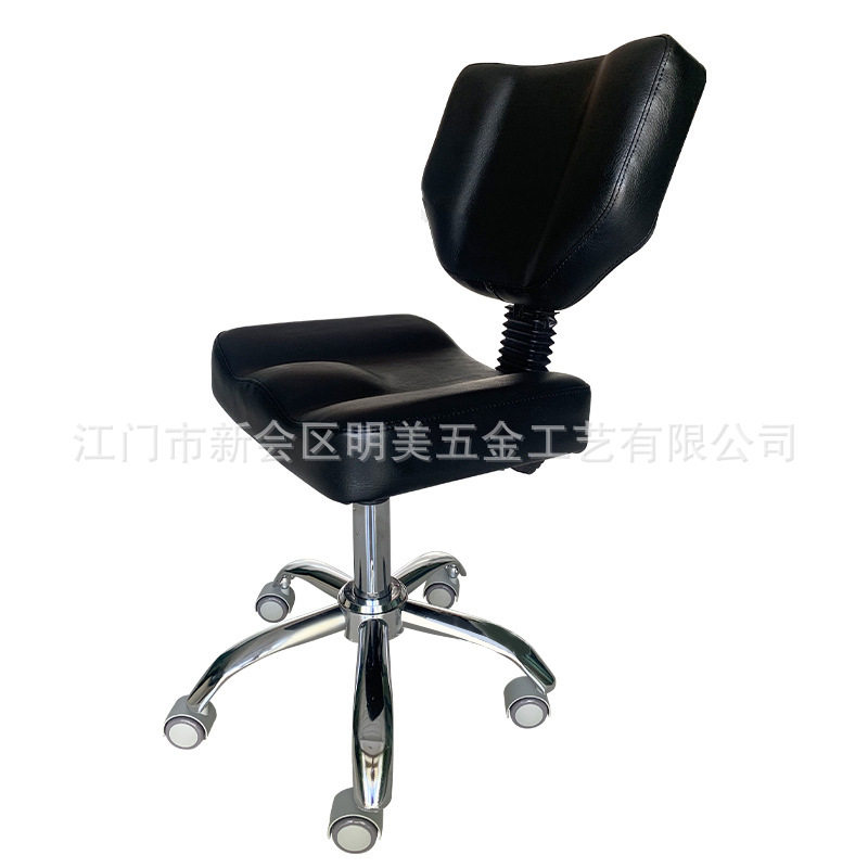 美容美甲店用升降凳子技师凳靠背椅旋转带轮子大工凳理发椅办公椅图片