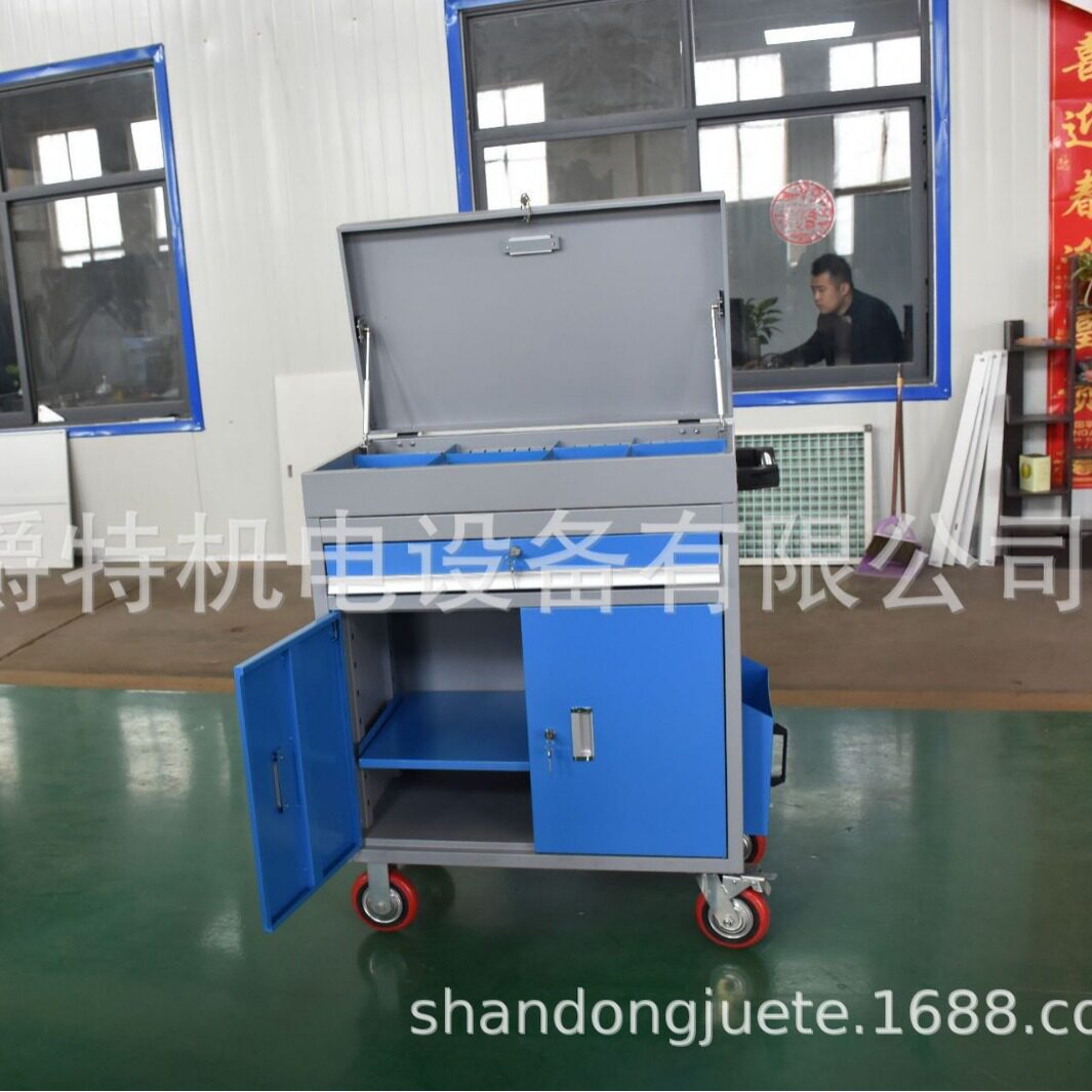 爵特直发箱柜现货 机床工具柜 挂板工具车 带抽屉分隔板工具车图片
