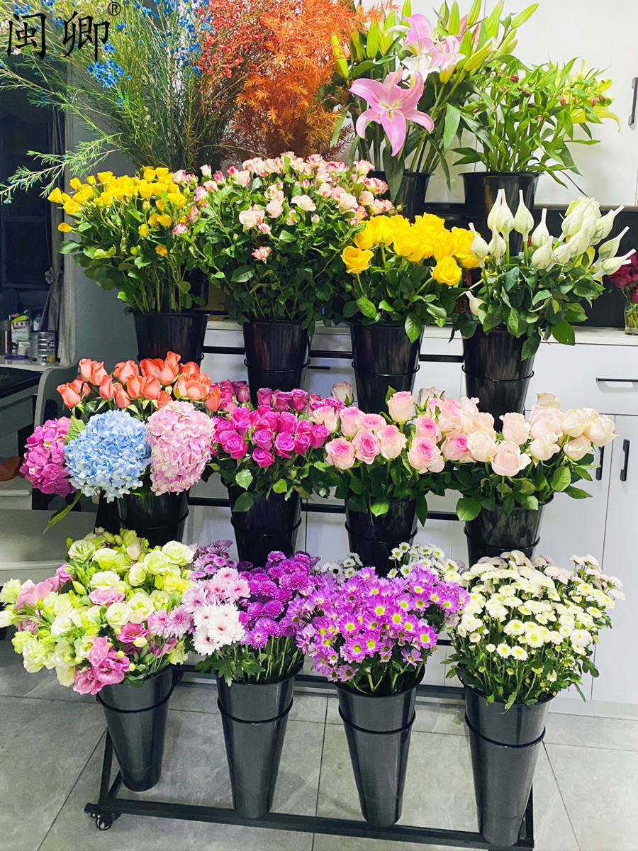 鲜花店展示架多层阶梯花桶架花艺架货架婚庆节日装饰鲜花陈列架子图片
