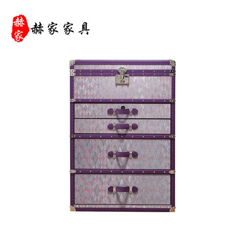 K9068紫色铜丝斗柜轻奢高级感设计师意法式五斗柜首饰收纳珠宝柜