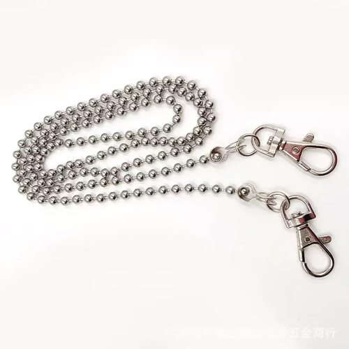 JiuJiu 包包链条配件6mm粗铁波珠链手工包肩带链带鱼嘴扣手机挂链