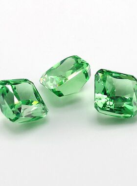 浅绿色正方倒角超闪冰花切锆石裸石人造高碳钻首饰镶嵌用主石