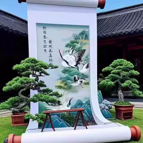 景区美陈花鸟卷雕塑互动装置网红拍照打卡书本相框设备游乐设备厂
