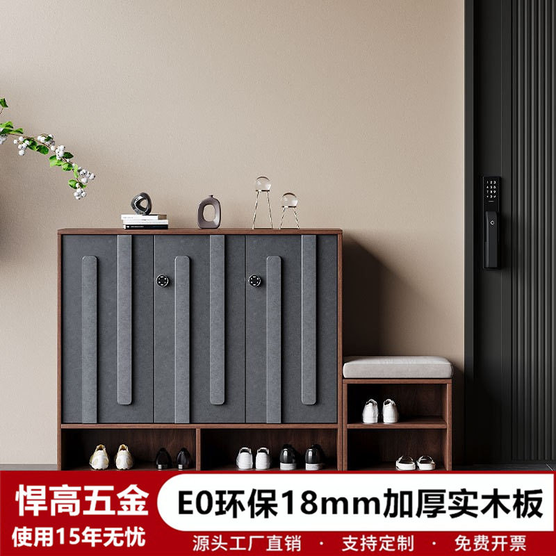 鞋柜家用门口带换鞋凳玄关柜楼道走廊电梯带锁分层隔板实木隔断柜