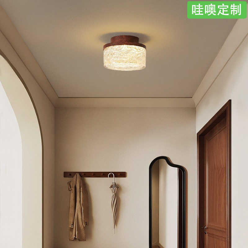 【哇噢】新中式过道走廊吸顶灯中古风轻奢环保树脂入户门厅灯图片