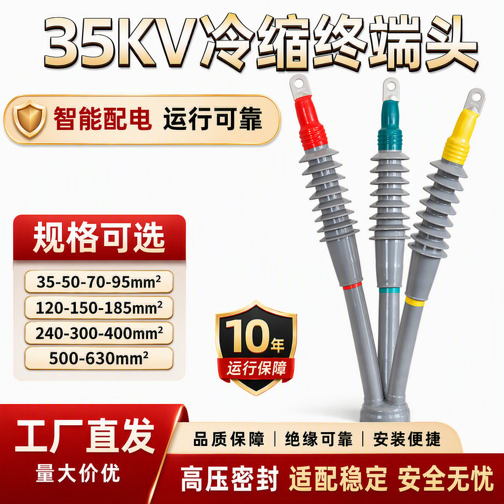 35KV冷缩电缆终端头户内外高压单芯三芯绝缘套管电力冷缩中间附件