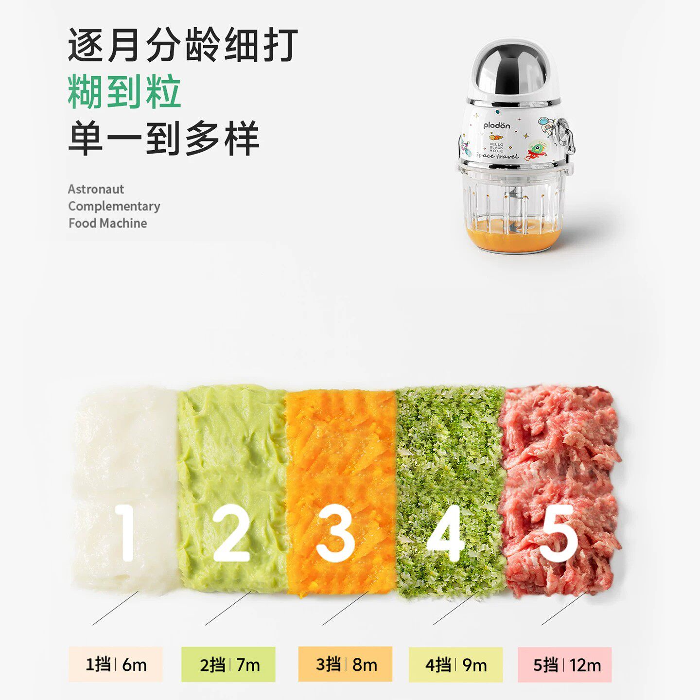 浦利顿新款宇航员辅食机婴儿料理机小型多功能搅拌研磨器料理