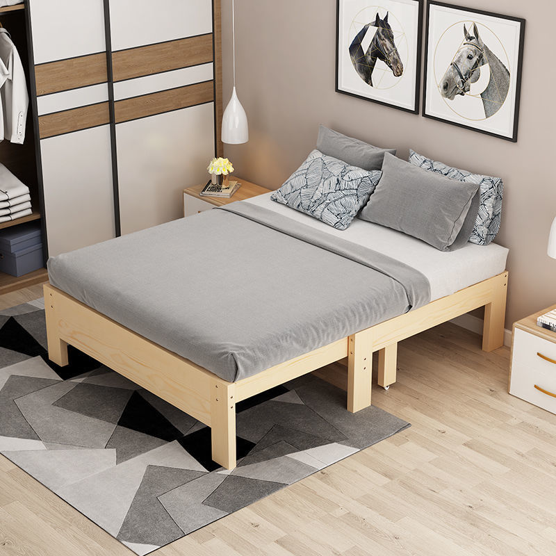实木单人床90cm可伸缩床架无床头多功能伸缩沙发床两用收缩床抽拉图片