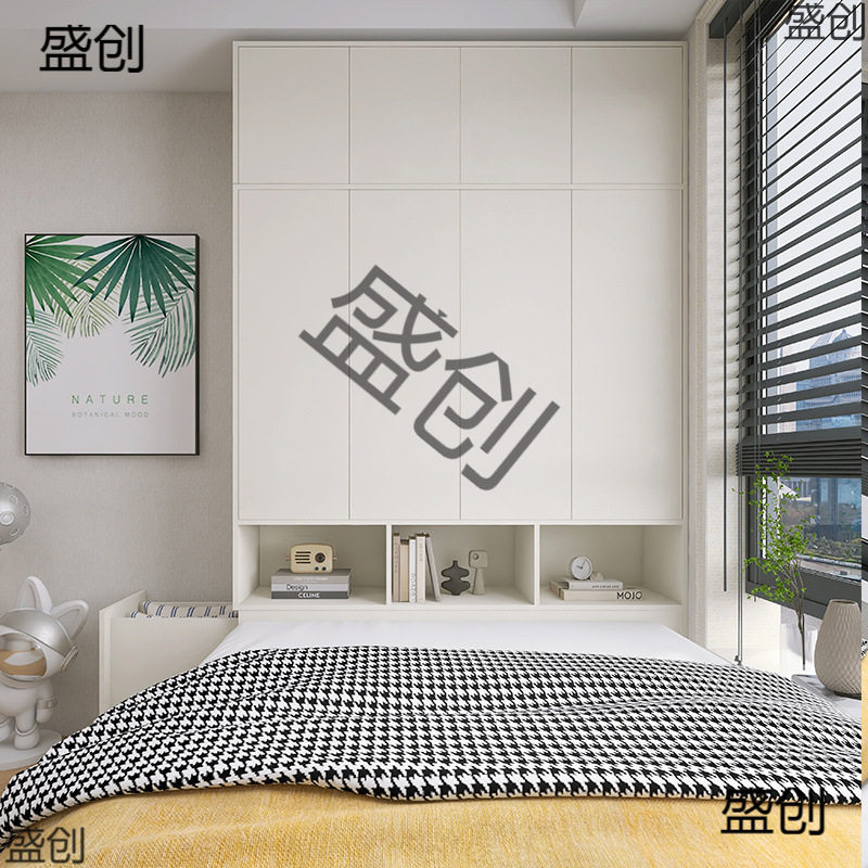 卧室床尾衣柜靠墙小户型省空间家用极窄榻榻米床头收纳柜一体挂衣