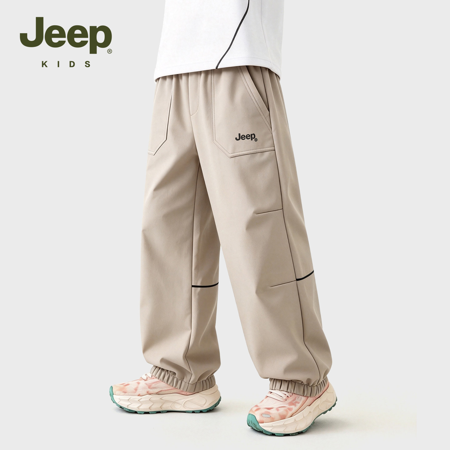Jeep男童裤子户外休闲束脚长裤秋