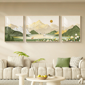 日照金山客厅装饰画 画北欧原木风景山水画 画寓意好挂画 画沙发