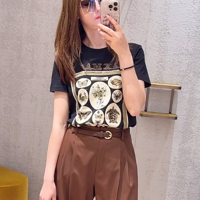 夏季纯棉显瘦印花短袖T恤女上衣