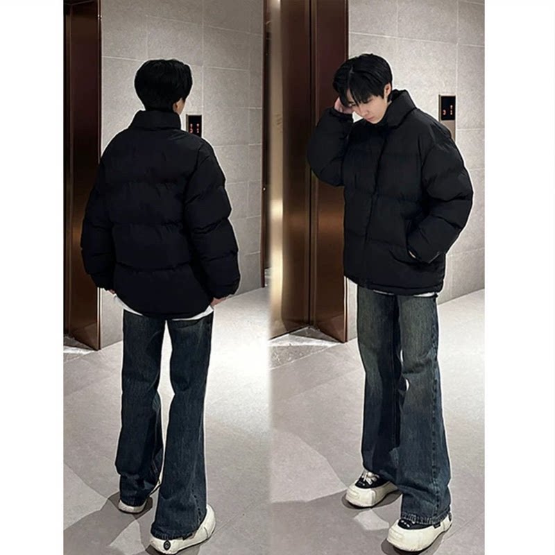cleanfit黑色立领外套冬装男加厚保暖青少年棉服美式短款棉袄棉衣